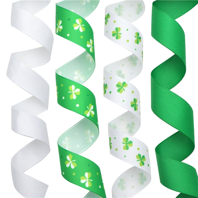 WD2U Remnants 4 Yards Assorted St Patrick's Day Grosgrain Ribbon DIY Bows Crafts