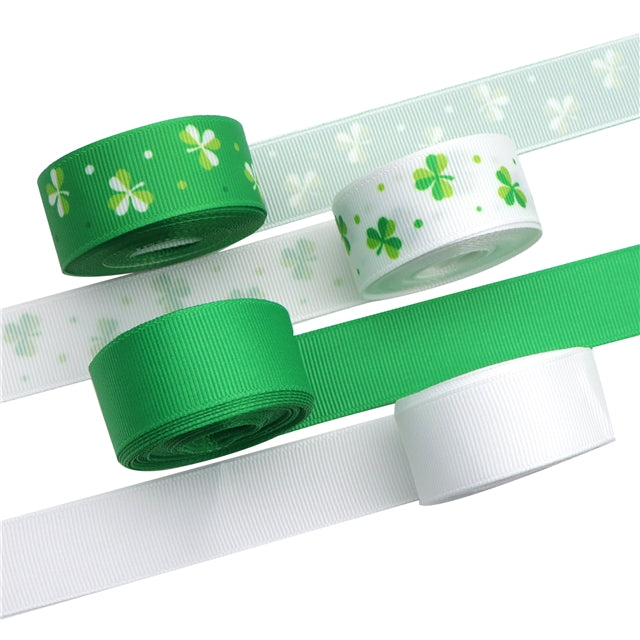 WD2U Remnants 4 Yards Assorted St Patrick's Day Grosgrain Ribbon DIY Bows Crafts