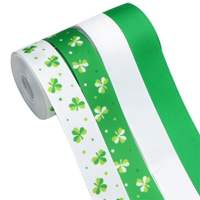 WD2U Remnants 4 Yards Assorted St Patrick's Day Grosgrain Ribbon DIY Bows Crafts