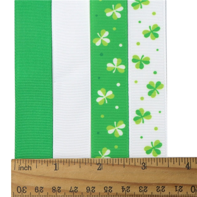 WD2U Remnants 4 Yards Assorted St Patrick's Day Grosgrain Ribbon DIY Bows Crafts