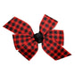 WD2U Baby Girl Set of 2 Red Black Buffalo Plaid 3" Pigtail Hair Bows Alligator Clips