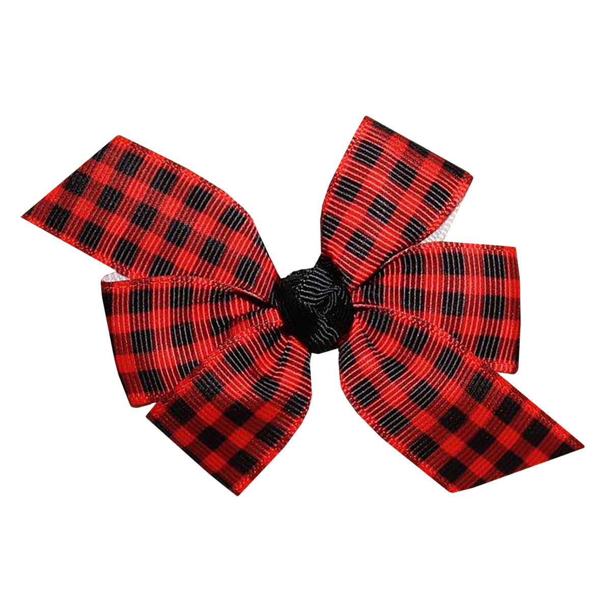 WD2U Baby Girl Set of 2 Red Black Buffalo Plaid 3" Pigtail Hair Bows Alligator Clips