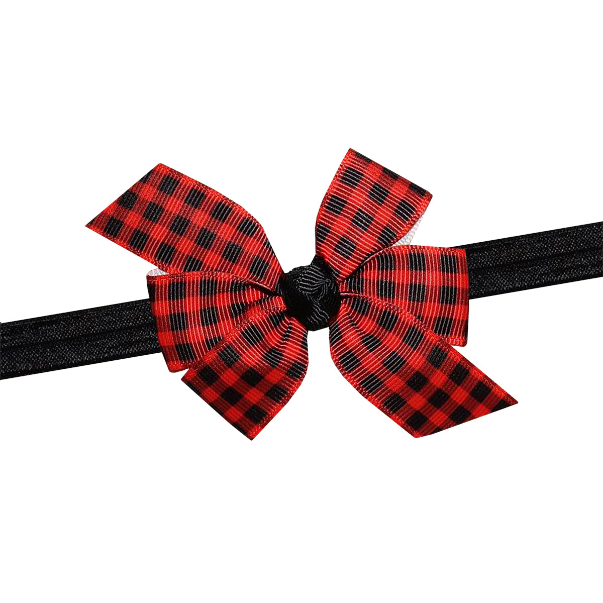 WD2U Baby Girls Infant Red Black Buffalo Plaid 3" Hair Bow Stretch Headband