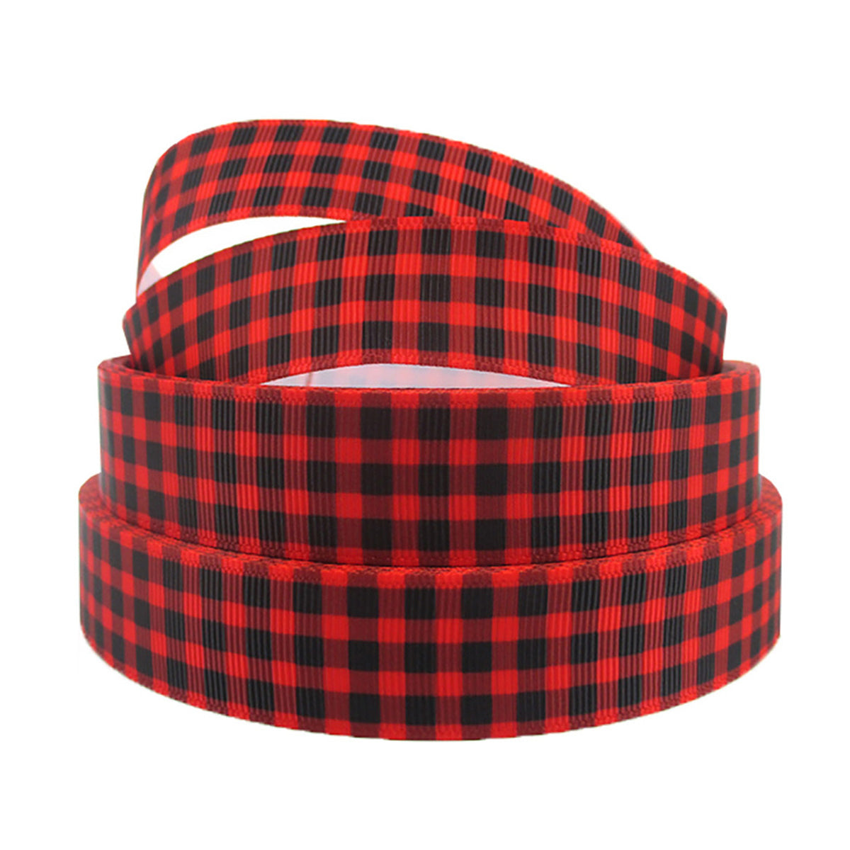 7/8" Grosgrain Ribbon Red Black Buffalo Plaid Lumberjack Lady Bug DIY Hair Bows