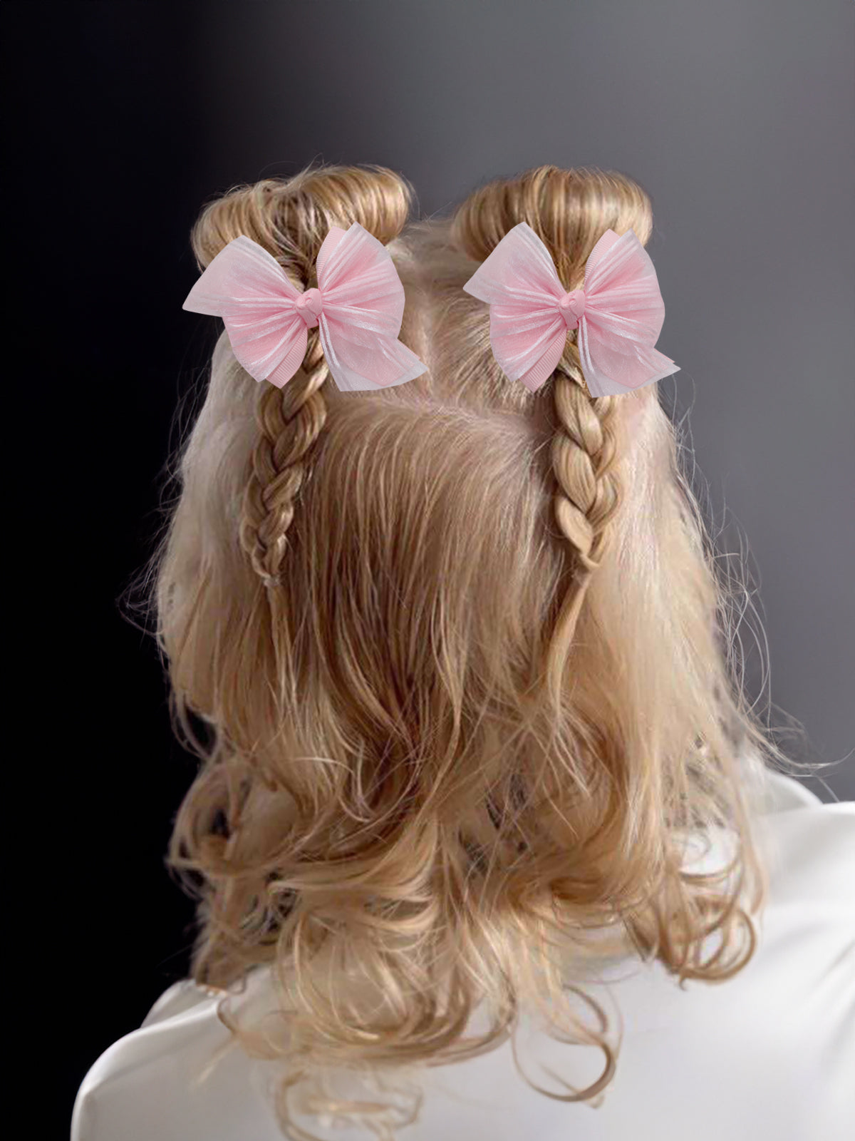 WD2U Baby Girls Set of 2 Precious Pink Organza Pigtail Hair Bows Alligator Clips