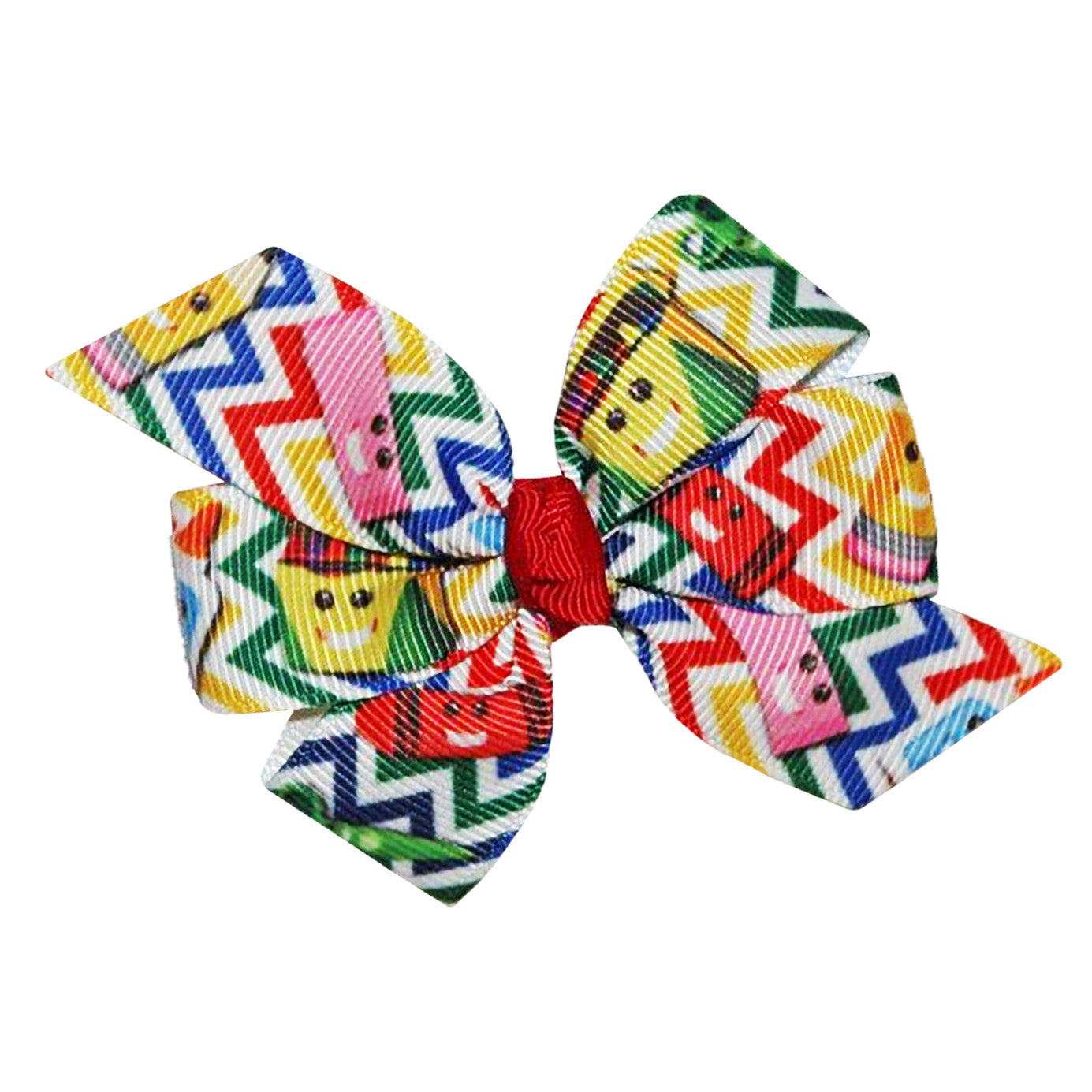 WD2U Baby Girl Set of 2 Chevron Crayon Back to School 3" Hair Bow Alligator Clips