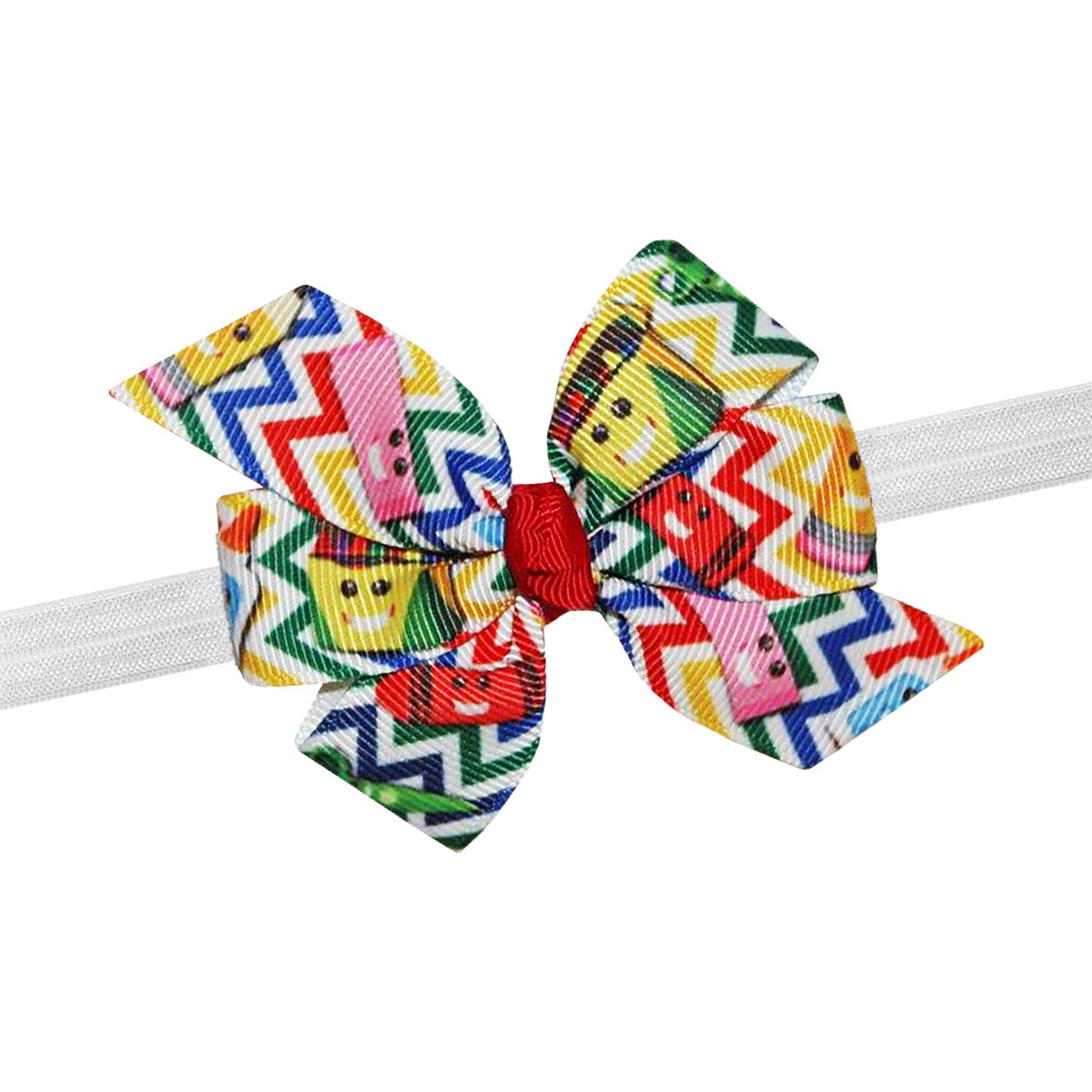 WD2U Baby Girls Colorful Chevron Crayon Back to School 3" Hair Bow Headband