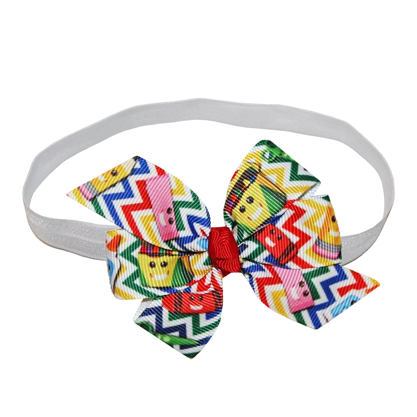 WD2U Baby Girls Colorful Chevron Crayon Back to School 3" Hair Bow Headband