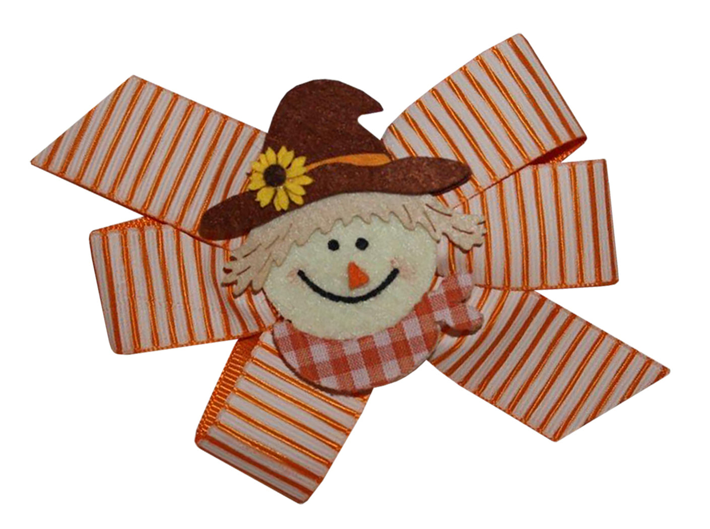 WD2U Girls Sunflower Scarecrow Harvest Thanksgiving Hair Bow French Clip Barrette