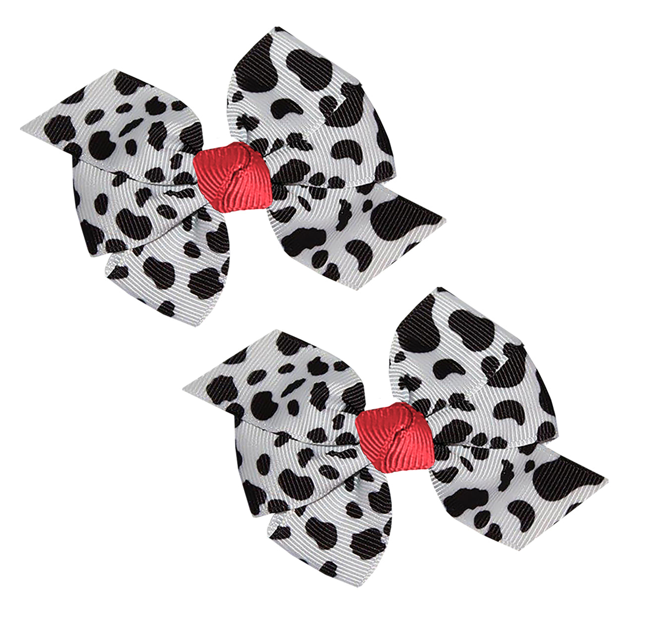 WD2U Baby Girls 2 Pc Farm Girl Holstein Moo Cow 3" Hair Bows Alligator Clips