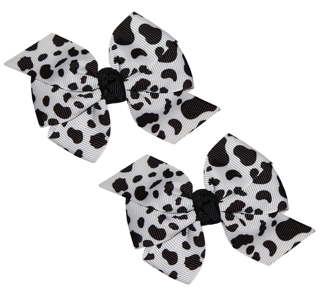 WD2U Baby Girls 2 Pc Farm Girl Holstein Moo Cow 3" Hair Bows Alligator Clips