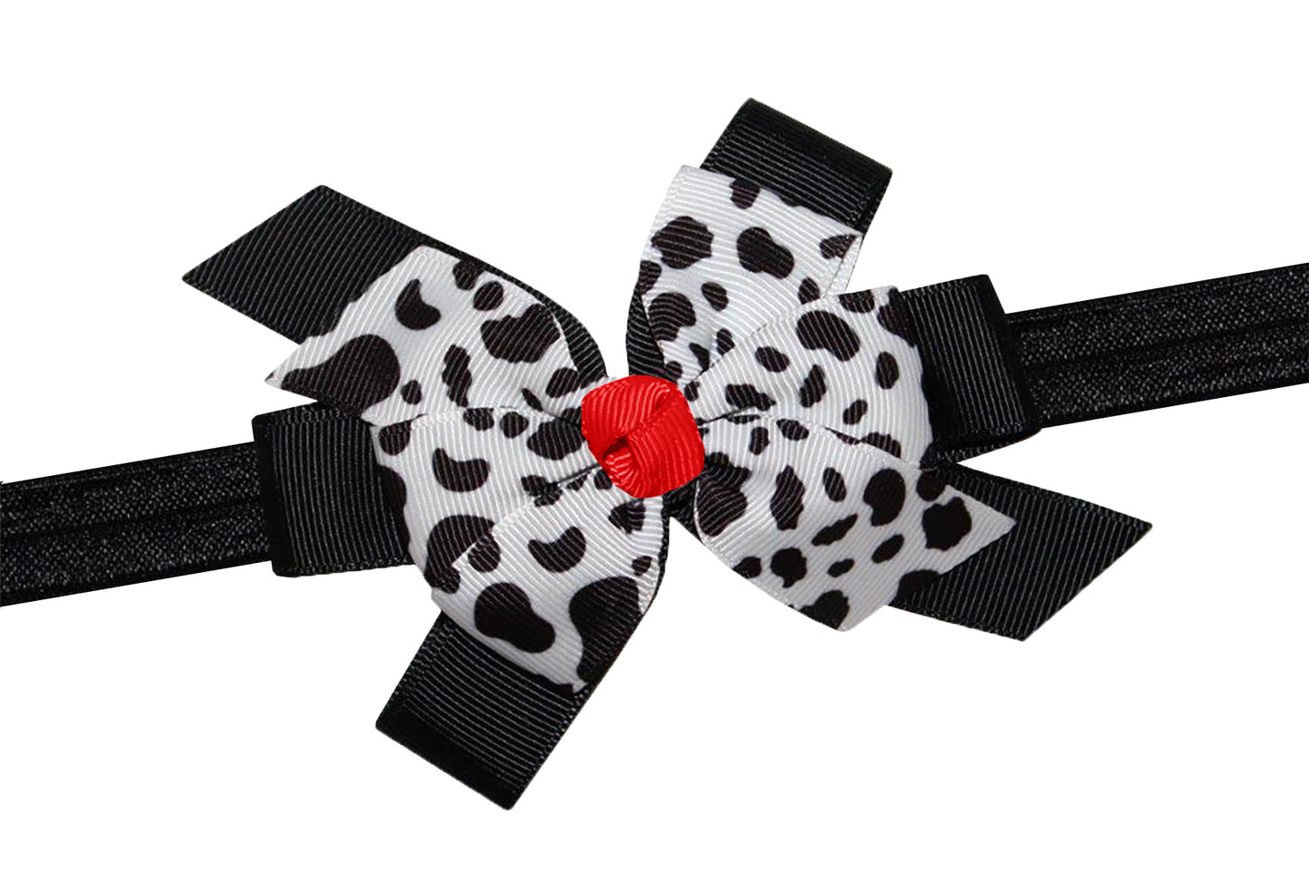 WD2U Baby Girls 4.5" Farm Girl Dairy Holstein Moo Cow Print Hair Bow Stretch Headband