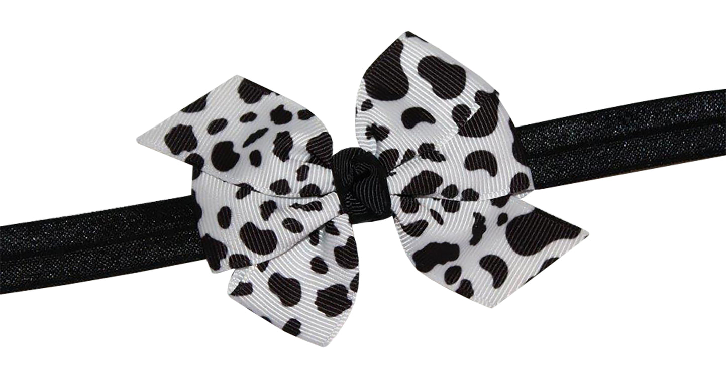 WD2U Baby Girls Infant 3" Farm Girl Holstein Moo Cow Hair Bow Stretch Headband