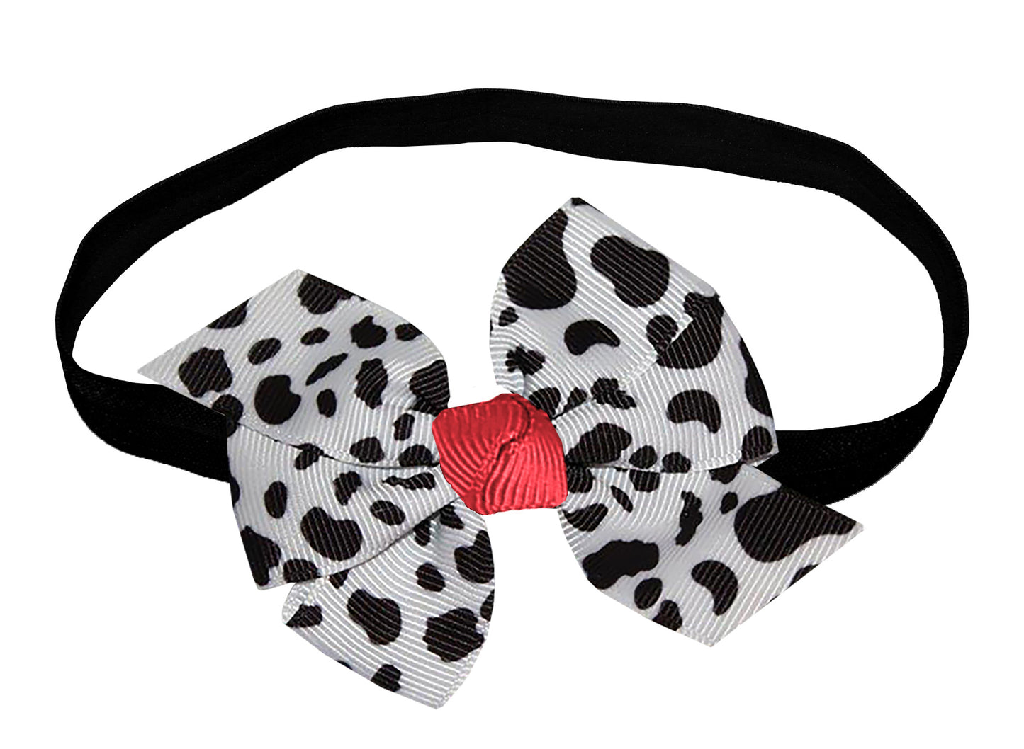 WD2U Baby Girls Infant 3" Farm Girl Holstein Moo Cow Hair Bow Stretch Headband