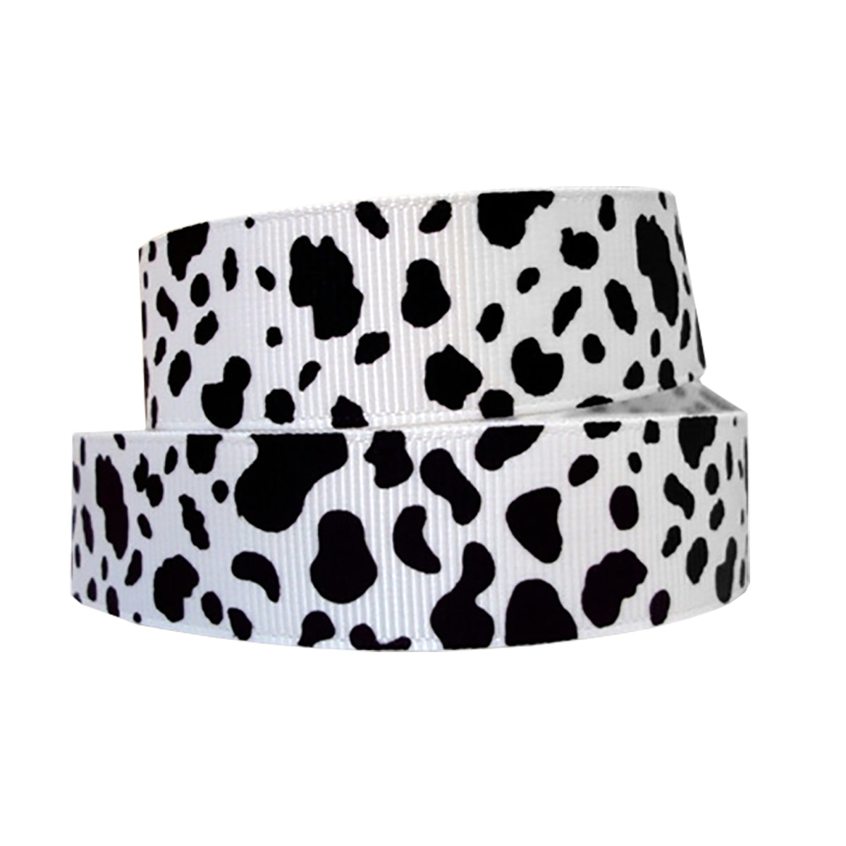 1" Black White Holstein Dairy Cow Print Grosgrain Ribbon DIY Hair Bows Crafts