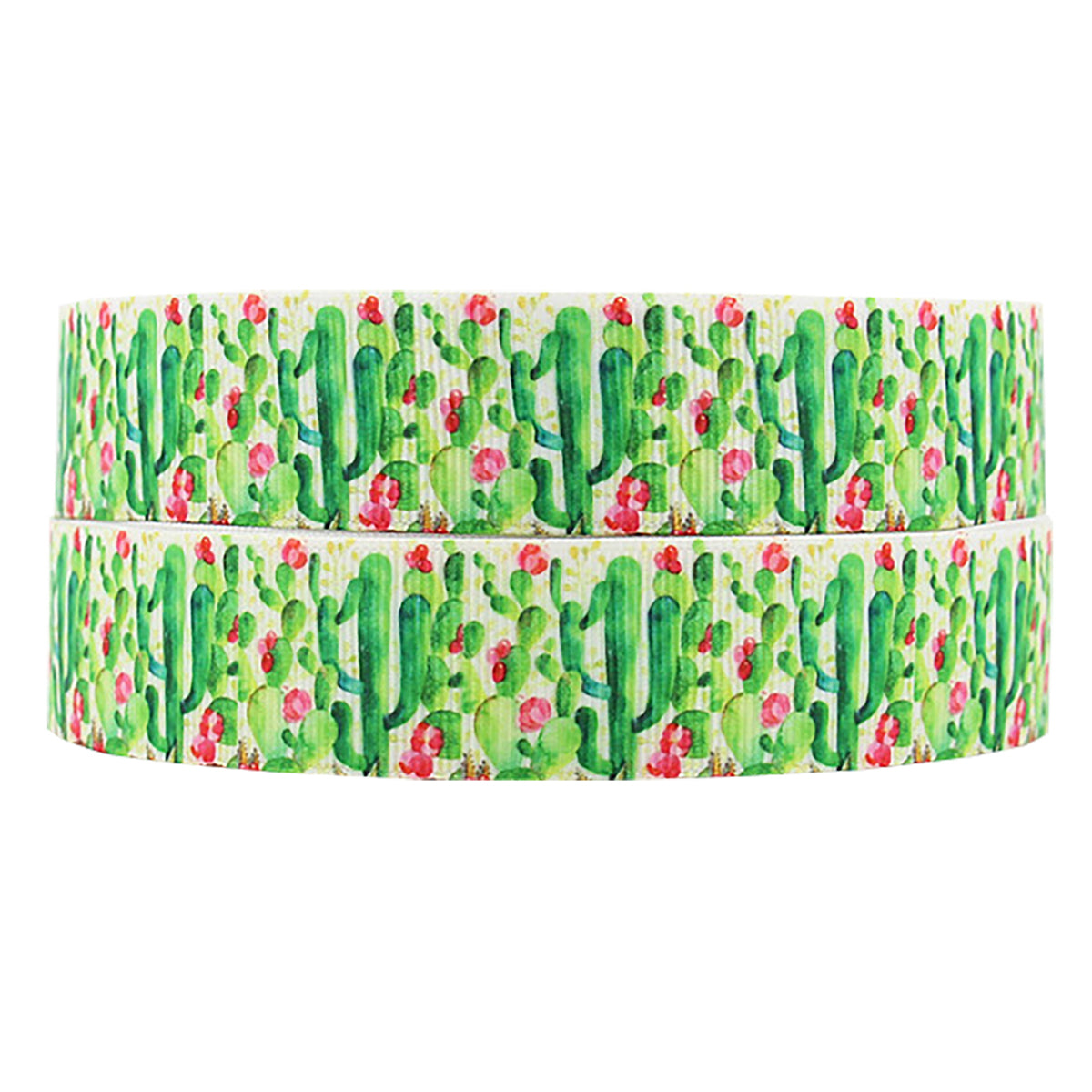 7/8" Grosgrain Ribbon Blooming Desert Cactus Flower Succulent DIY Hair Bows Crafts