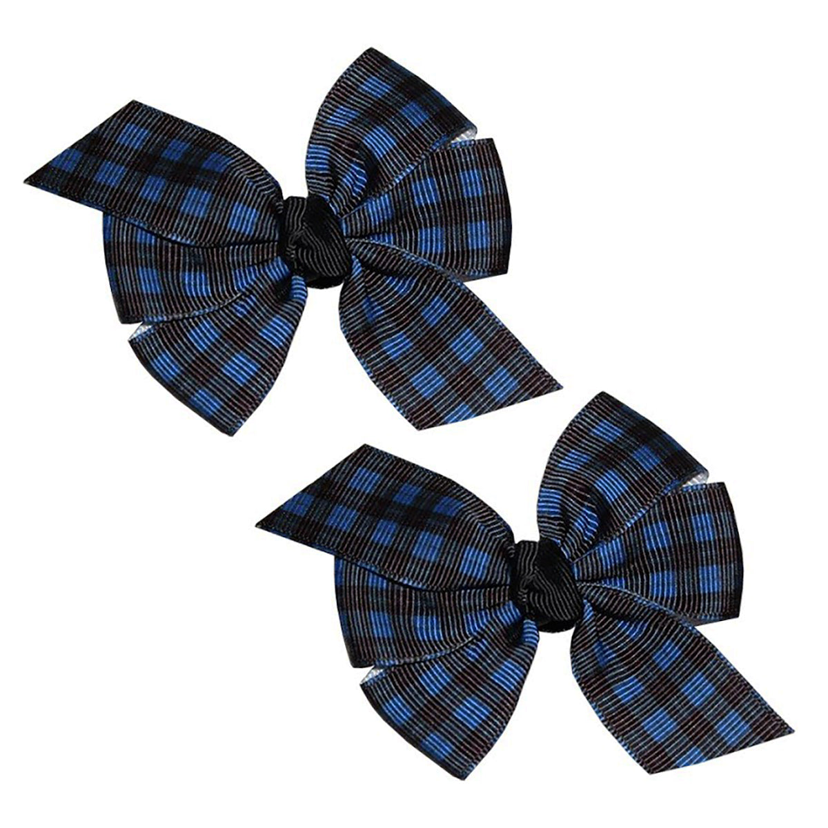 WD2U Baby Girls Set of 2 Scottish Blue Tartan Plaid 3" Pigtail Hair Bows Alligator Clips