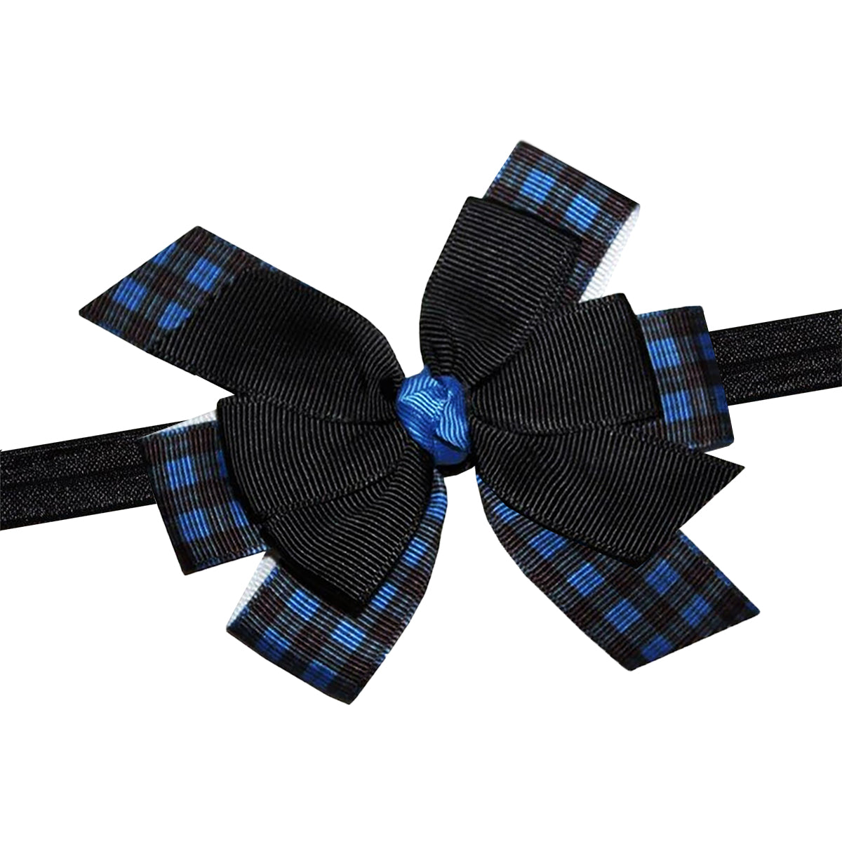 WD2U Baby Girls 4.5" Scottish Blue Tartan Plaid Woodland Hair Bow Stretch Headband