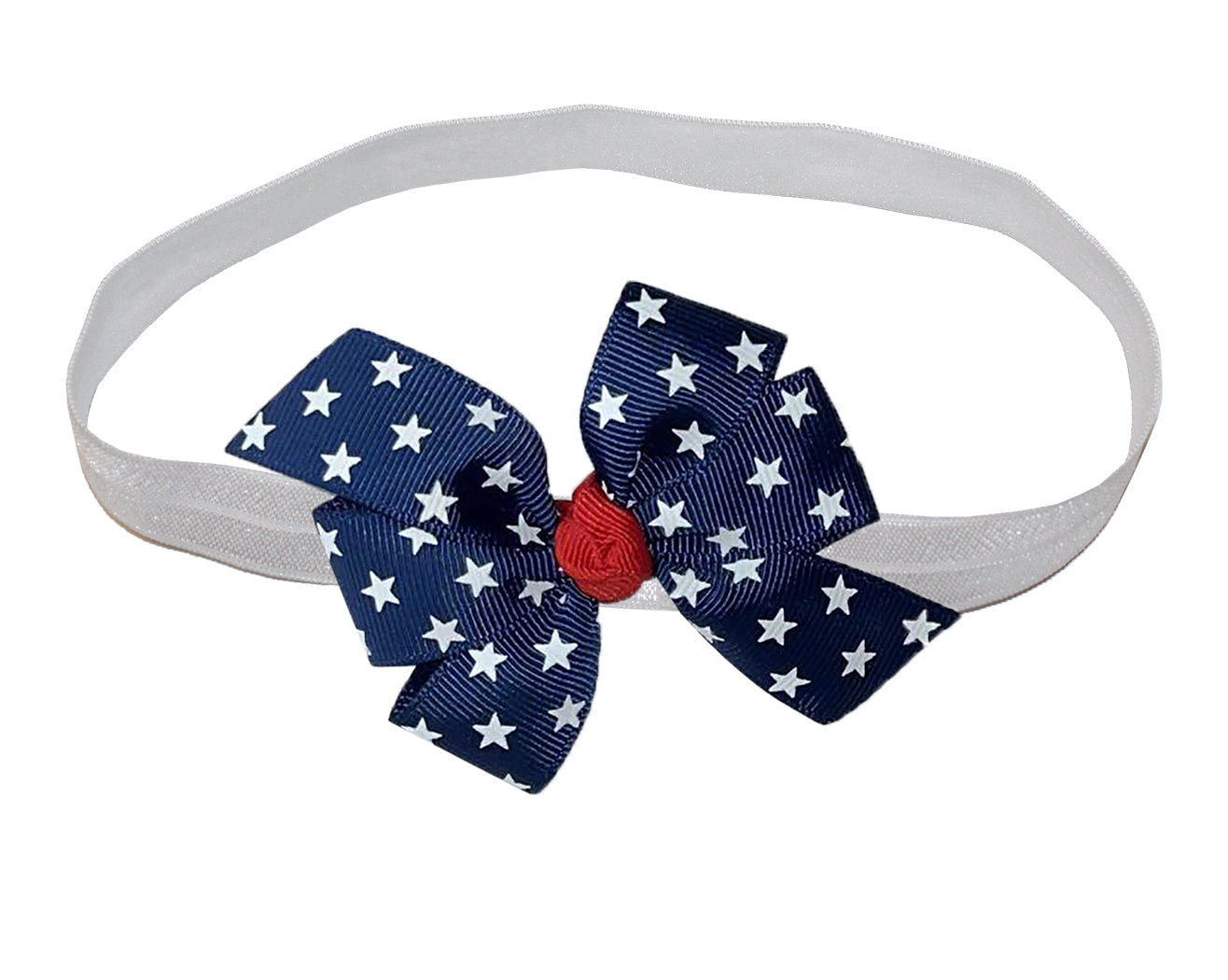 WD2U Baby Girls Red White Blue Star Spangled 3" Hair Bow Infant Stretch Headband