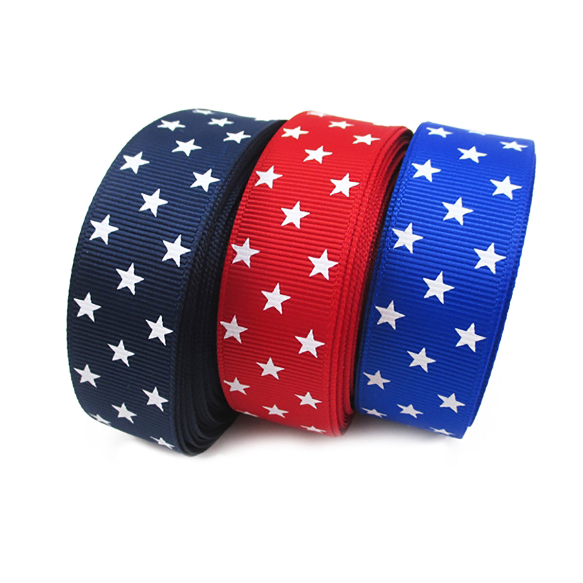 5 Yards 7/8" Patriotic Star Grosgrain Ribbon Red Royal or Navy Blue DIY Bows Crafts