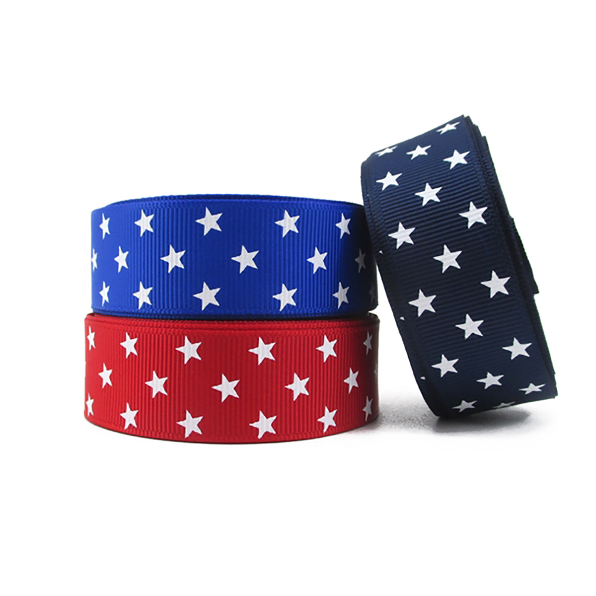 5 Yards 7/8" Patriotic Star Grosgrain Ribbon Red Royal or Navy Blue DIY Bows Crafts