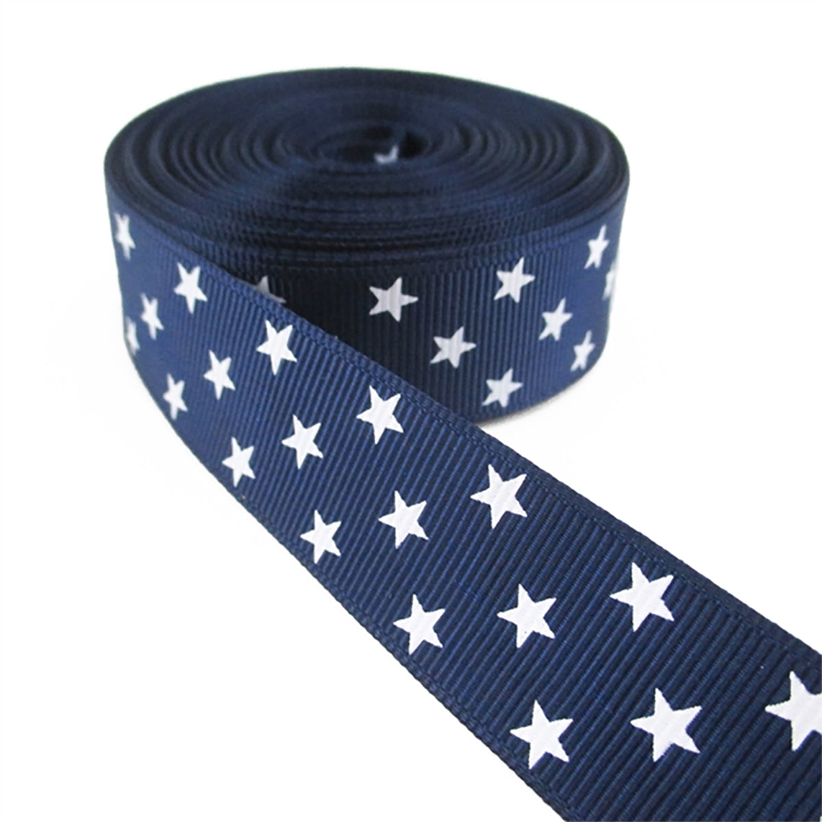 5 Yards 7/8" Patriotic Star Grosgrain Ribbon Red Royal or Navy Blue DIY Bows Crafts