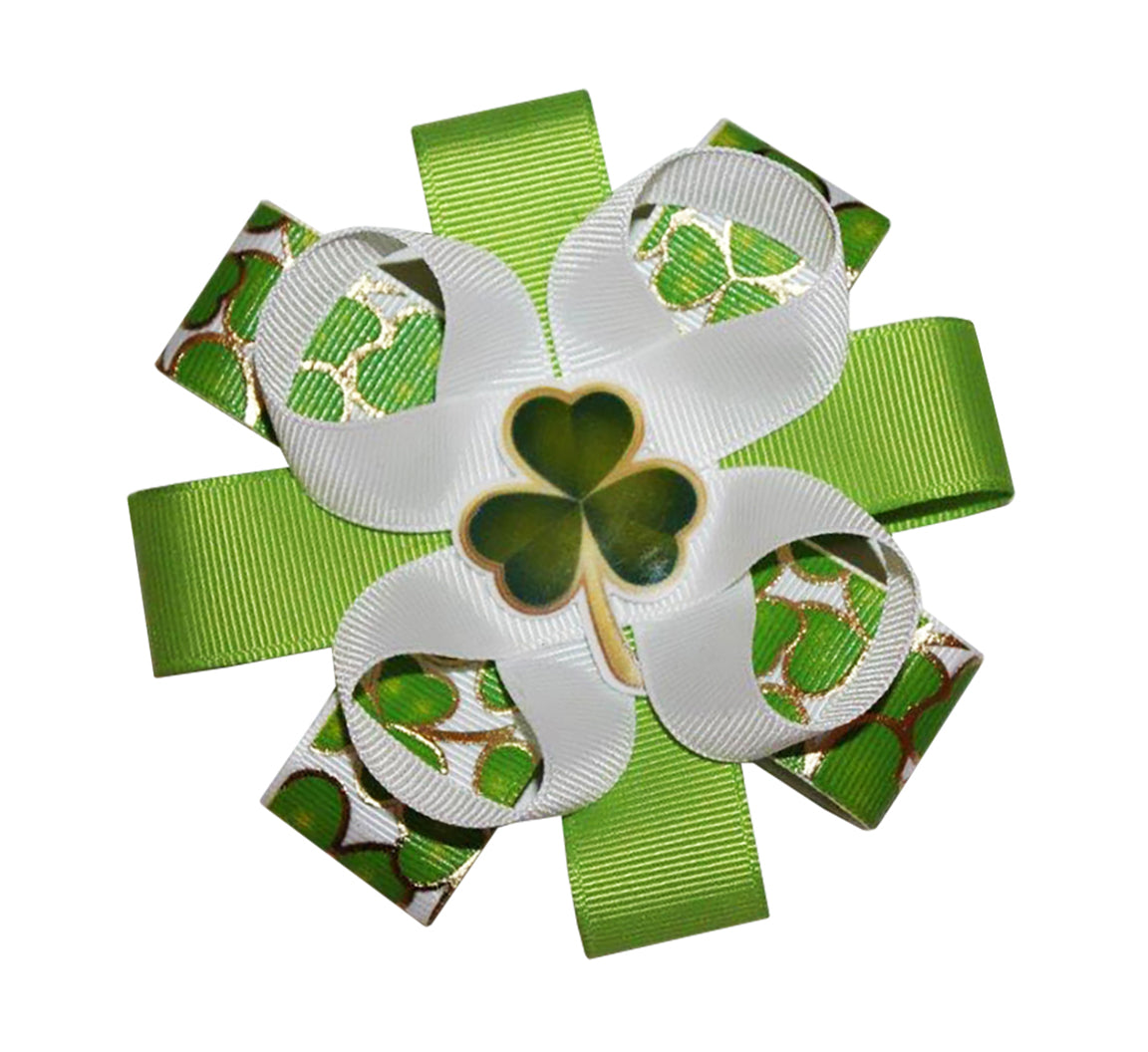 1" Golden Shamrock St Patricks Day Grosgrain Ribbon Yardage DIY Hair Bows Crafts