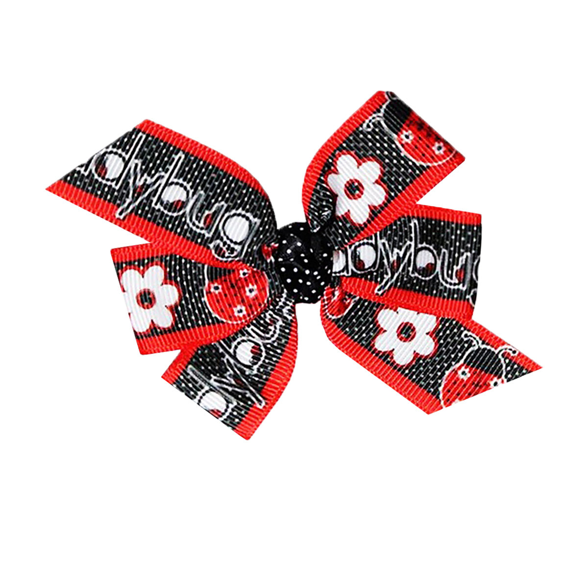 WD2U Baby-Girls Infant Red Black Dot Little Lady Bug 3" Hair Bow Stretch Headband