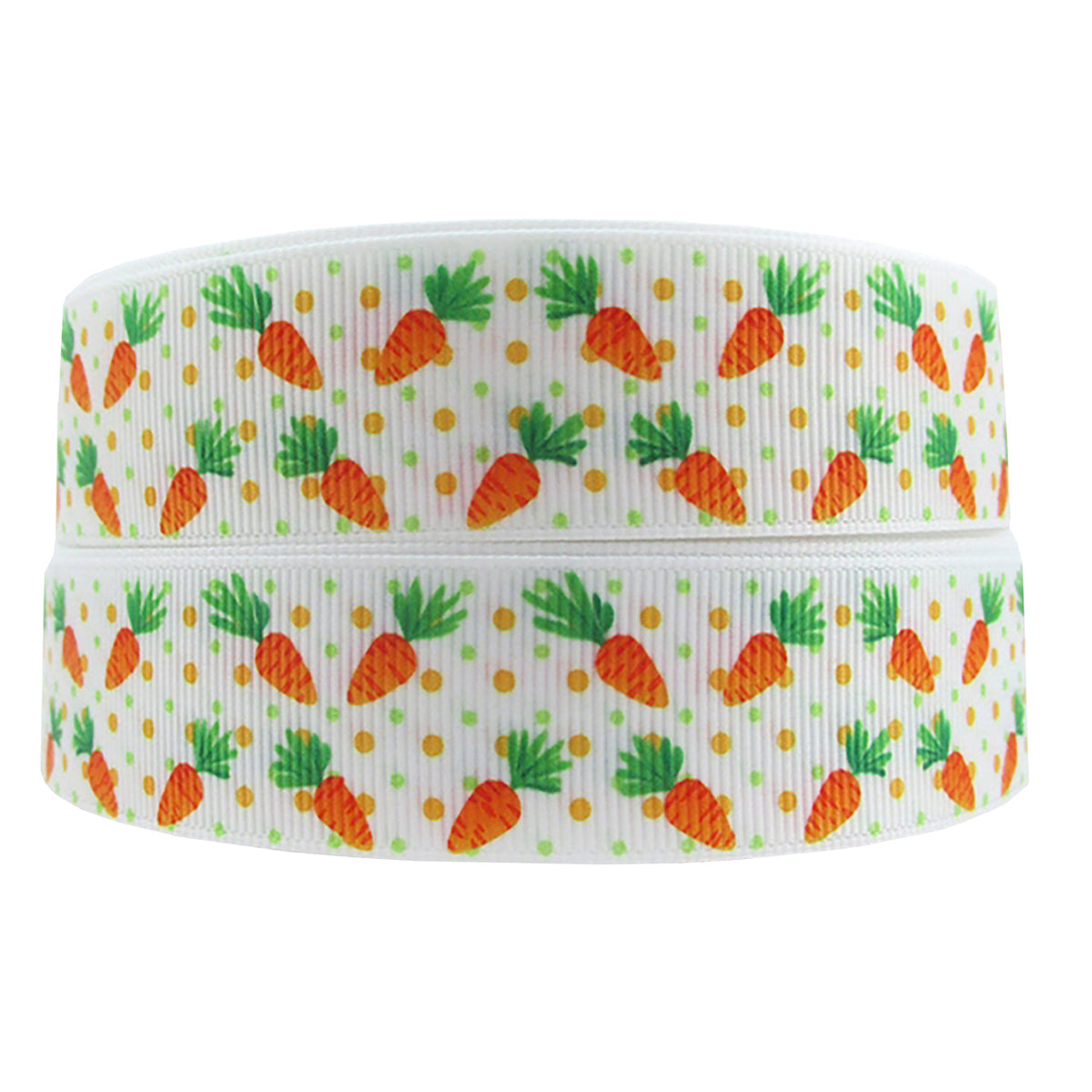 1" Grosgrain Ribbon Polka Dotted Carrot Garden Print DIY Crafts Hair Bows