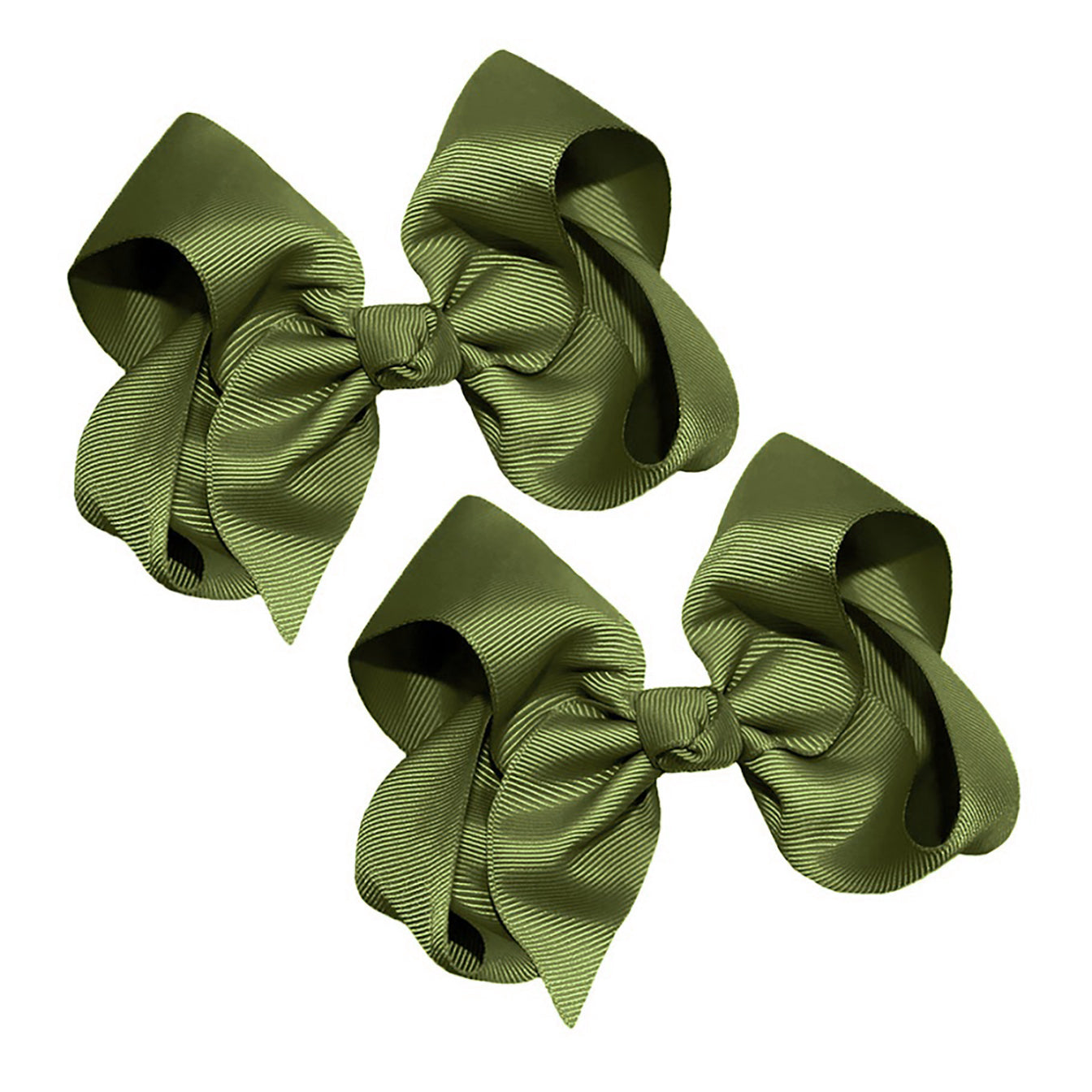 WD2U Girls Set of Two 4" Solid Grosgrain Pigtail Hair Bows French Clip Barrettes