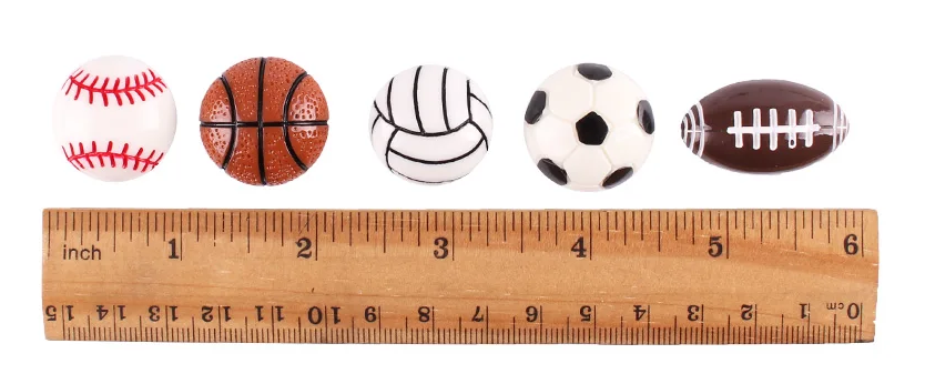 Set of 10 Sports Resin Flatback - Choice of Basketball Volleyball Baseball or Soccer DIY Hair Bows Crafts
