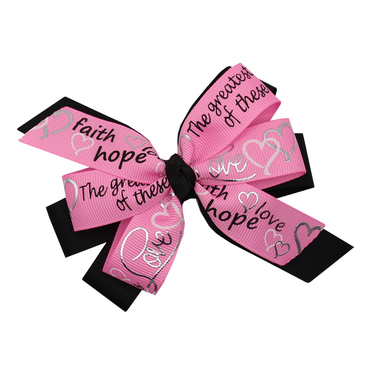 7/8" Pink Faith Hope Love Christian Heart Grosgrain Ribbon Yardage DIY Hair Bows