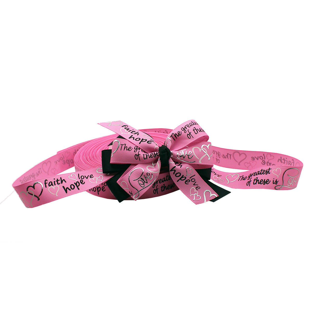 WD2U Baby Girls 4.5" Pink Faith Hope Love Christian Heart Hair Bow Stretch Headband