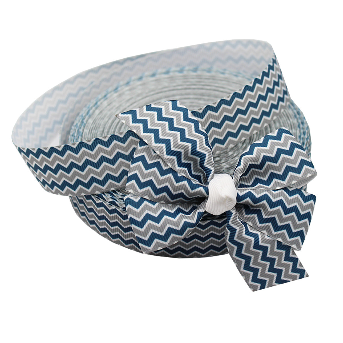 WD2U Baby Girls Set of 2 Navy Silver Chevron Grosgrain Pigtail 3" Hair Bows Alligator Clips