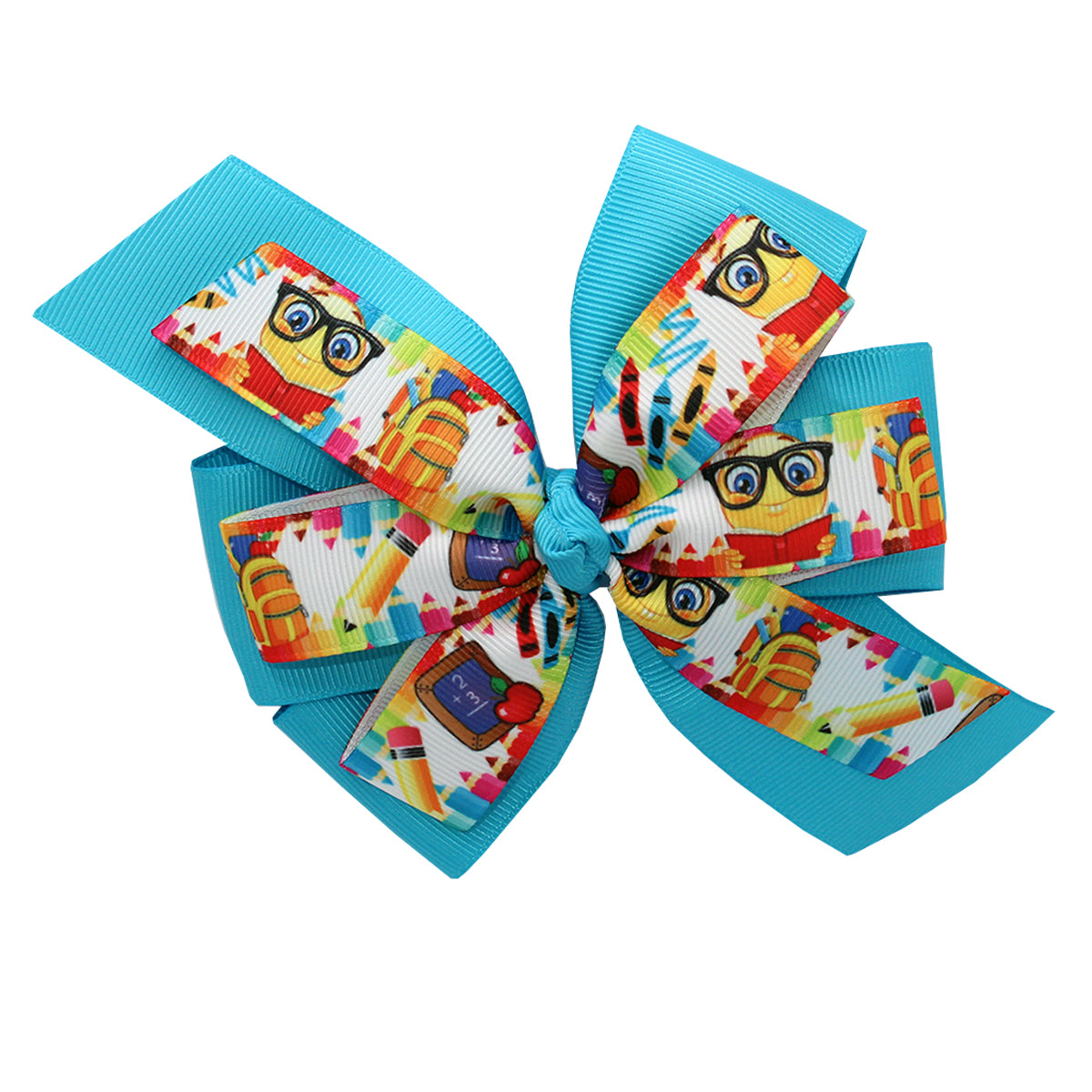 WD2U Girls 5" Colorful Back to School Emoji Hair Bow French Clip Barrette