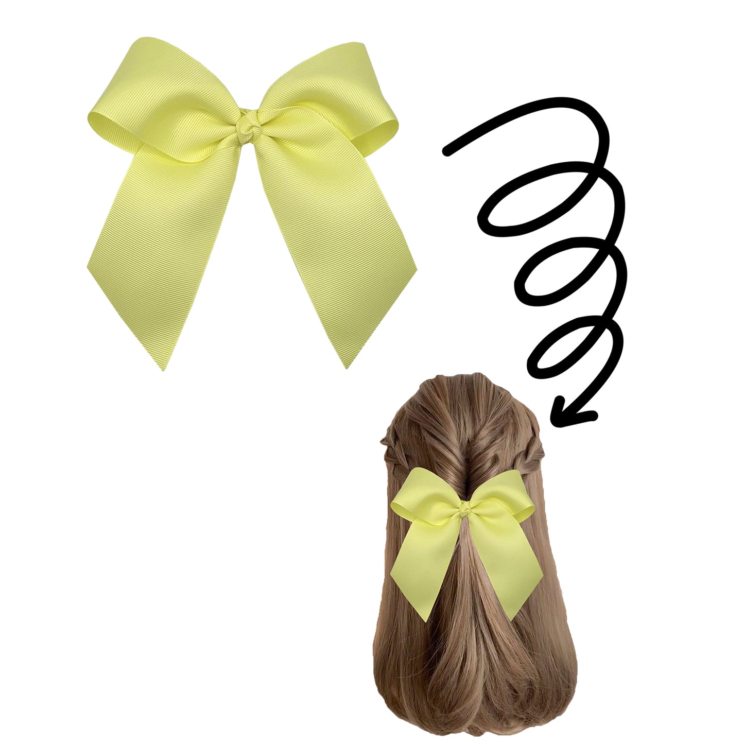 WD2U Girls Large 6" Grosgrain Knotted Hair Bow with Tails Alligator Clip