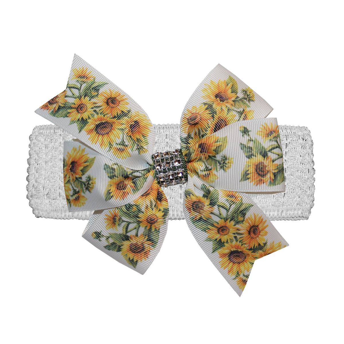 WD2U Girls 5" Sparkling Country Sunflower Hair Bow Wide Stretch Headband