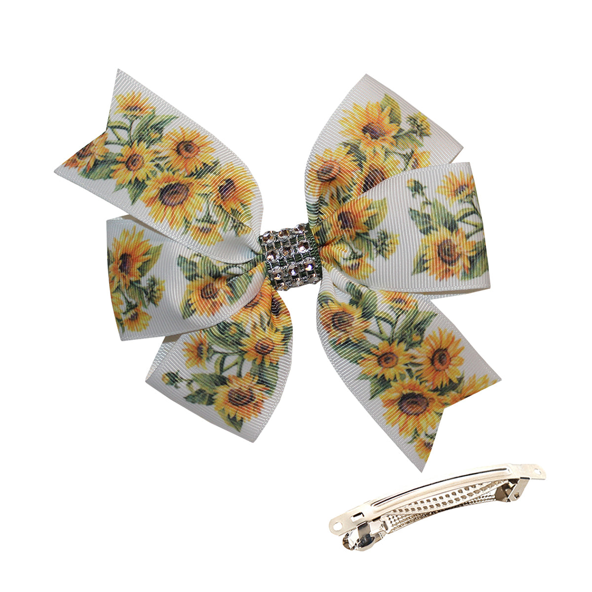 WD2U Girls 5" Sparkling Country Sunflower Hair Bow French Clip