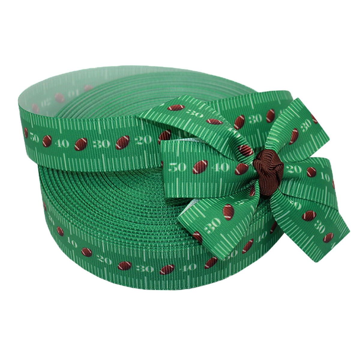 WD2U Baby Girls Set of 2 Football Field Grosgrain Pigtail 3" Hair Bows Alligator Clips