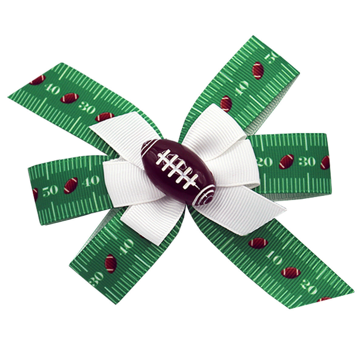 WD2U Baby Girls 4.5" Football Field Grosgrain Hair Bow Stretch Headband