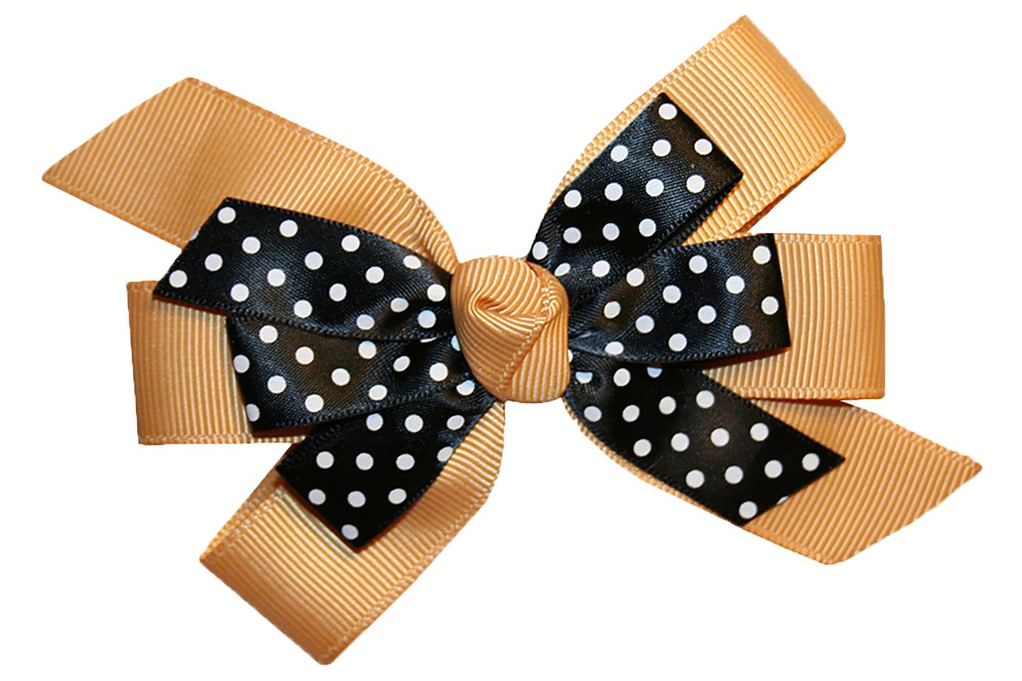 WD2U Girls 4.5" Black Dotted Grosgrain Boutique Hair Bow French Clip Barrette