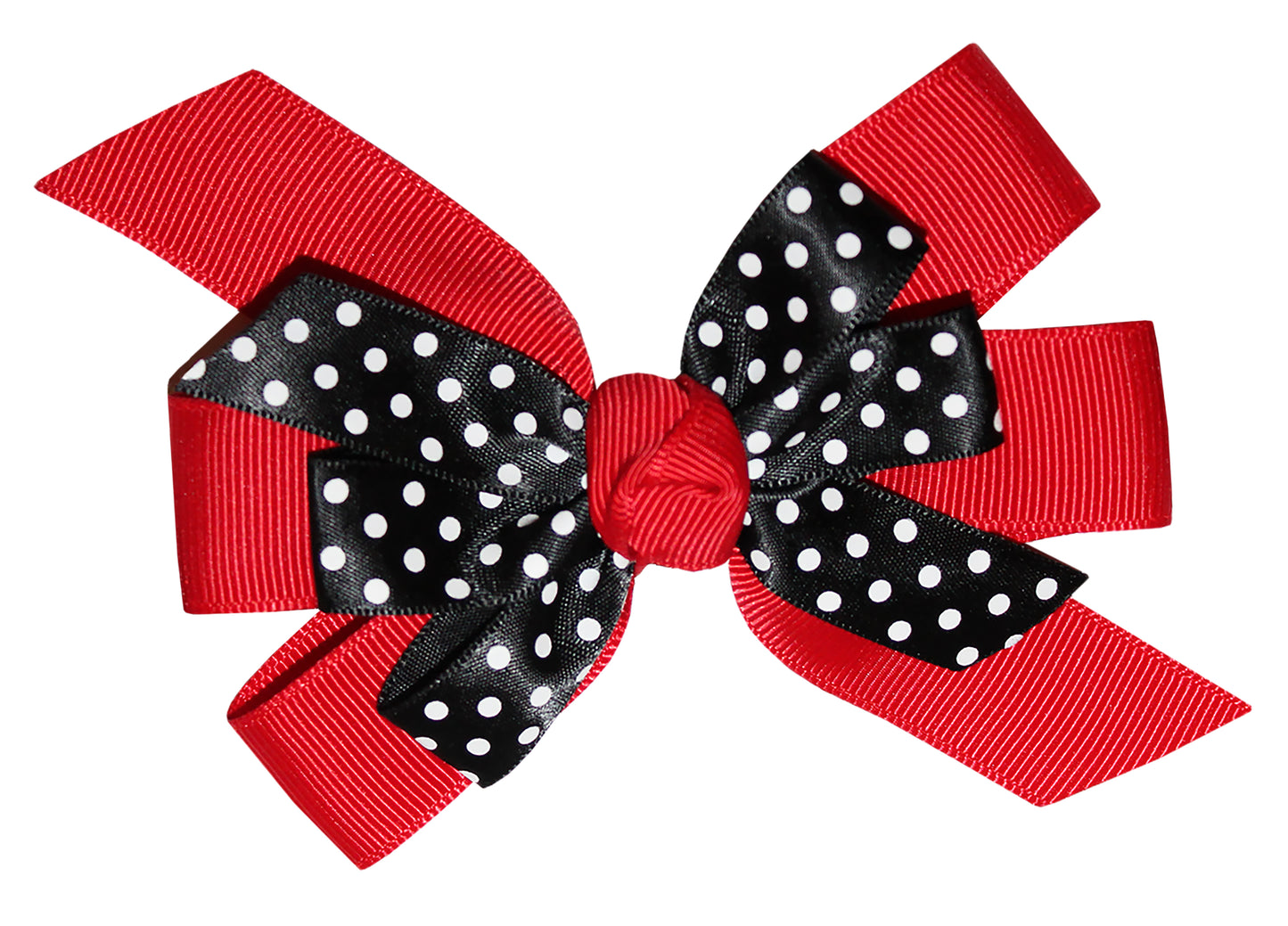 WD2U Girls 4.5" Black Dotted Grosgrain Boutique Hair Bow French Clip Barrette