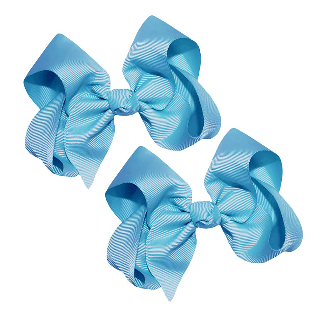 WD2U Girls Set of Two 4" Solid Grosgrain Pigtail Hair Bows Alligator Clips