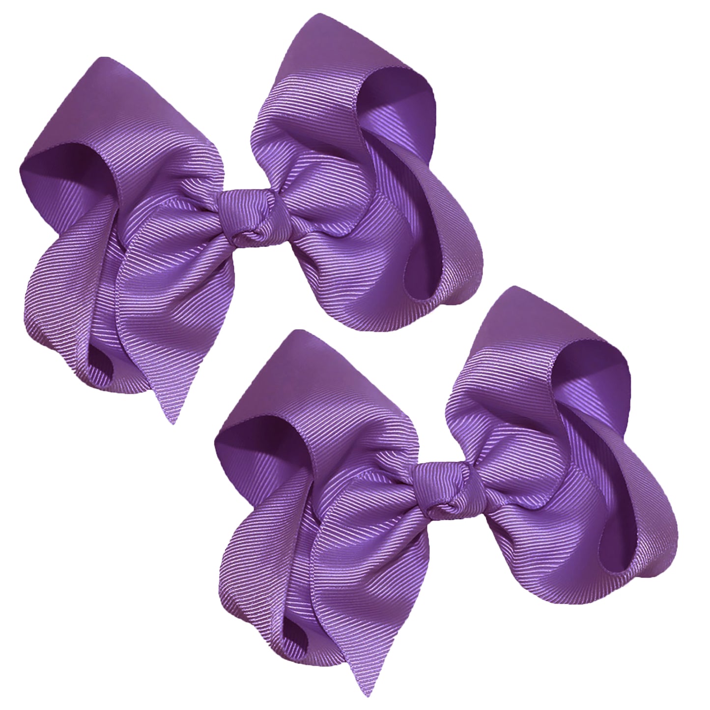 WD2U Girls Set of Two 4" Solid Grosgrain Pigtail Hair Bows Alligator Clips