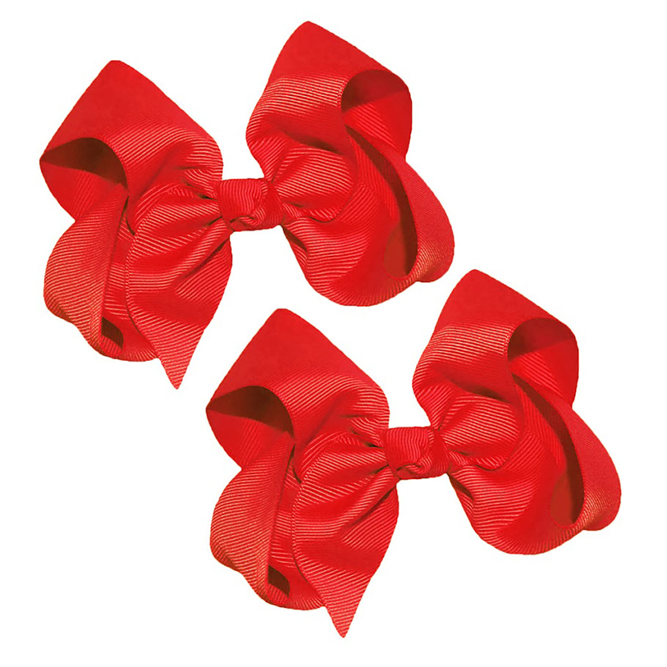 WD2U Girls Set of Two 4" Solid Grosgrain Pigtail Hair Bows Alligator Clips