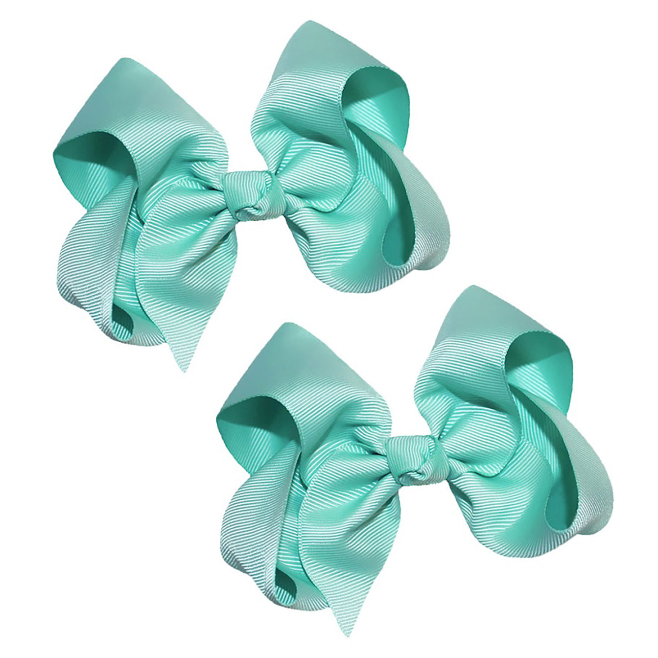 WD2U Girls Set of Two 4" Solid Grosgrain Pigtail Hair Bows French Clip Barrettes