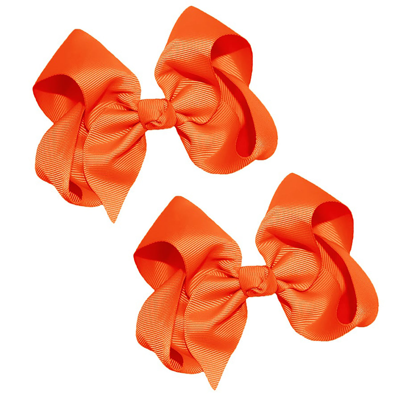 WD2U Girls Set of Two 4" Solid Grosgrain Pigtail Hair Bows French Clip Barrettes