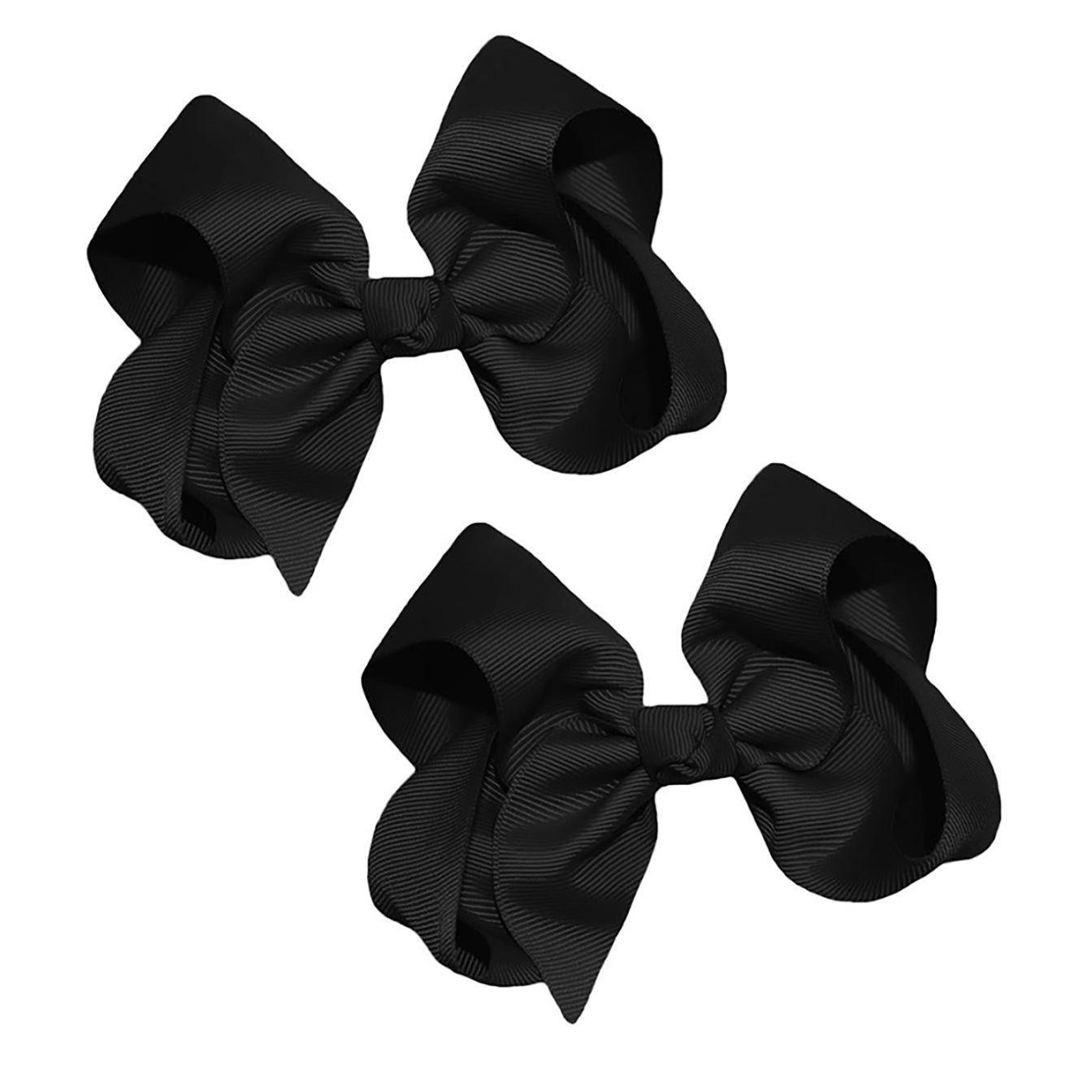 WD2U Girls Set of Two 4" Solid Grosgrain Pigtail Hair Bows French Clip Barrettes