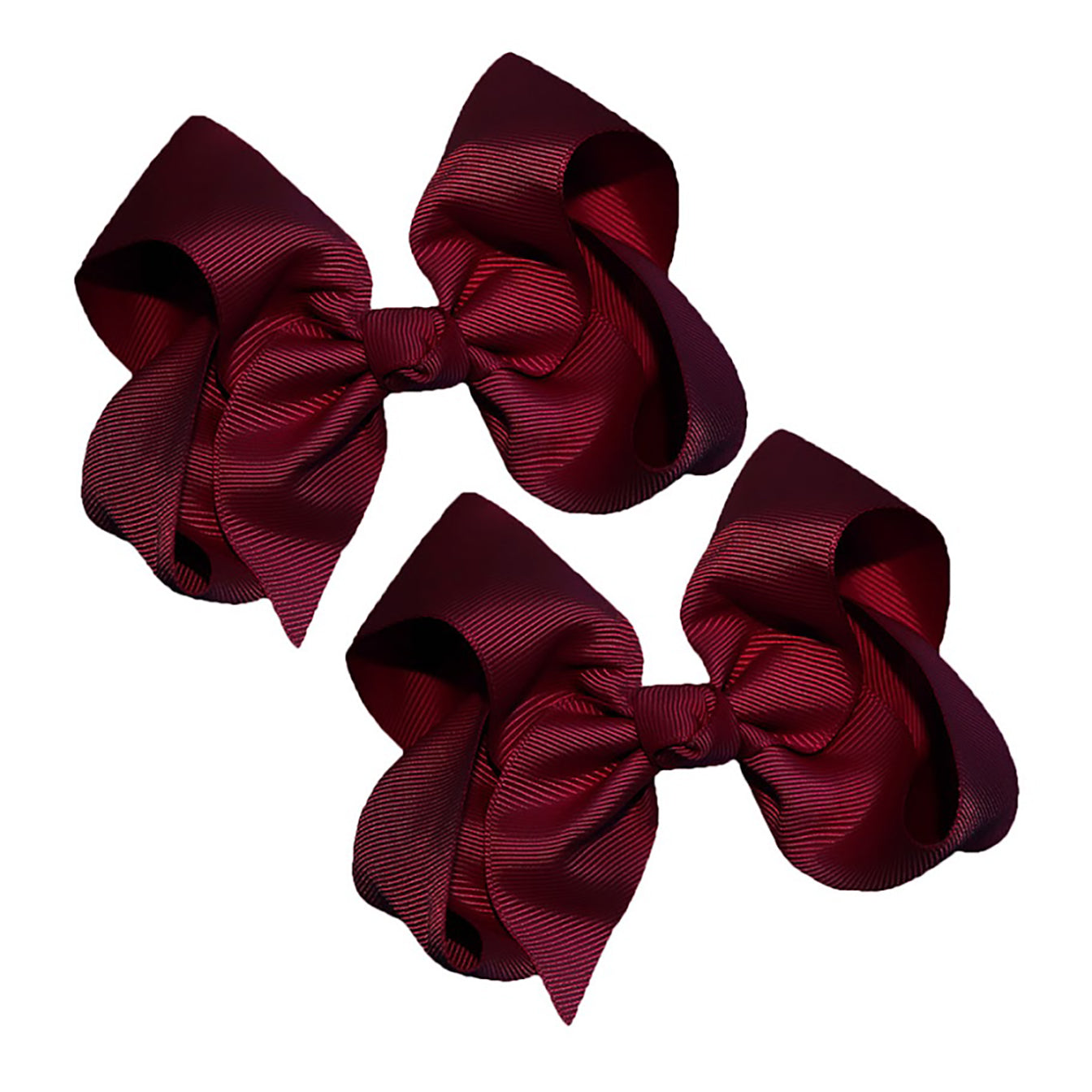 WD2U Girls Set of Two 4" Solid Grosgrain Pigtail Hair Bows French Clip Barrettes