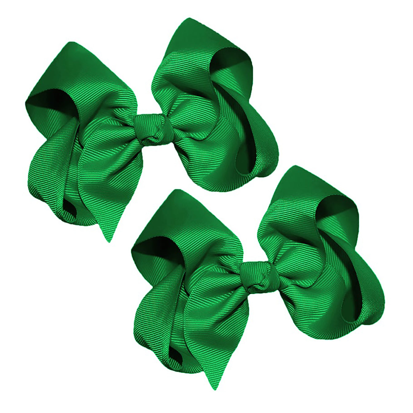 WD2U Girls Set of Two 4" Solid Grosgrain Pigtail Hair Bows French Clip Barrettes
